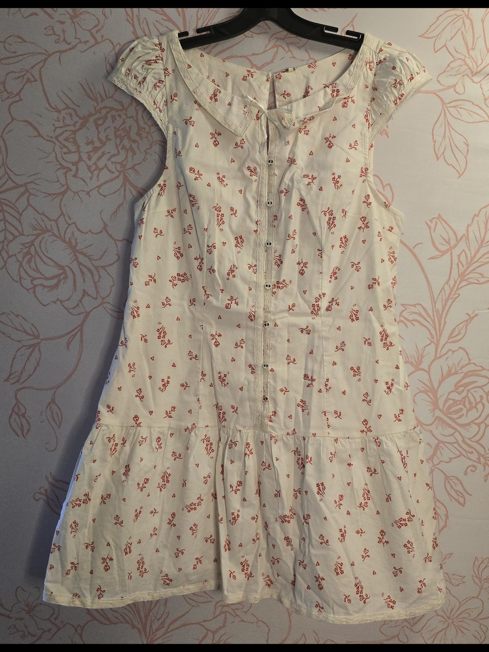 Free People Cream Mini Dress with Pink Floral Motif - Picture 3 of 8